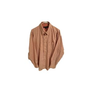 Tommy Hilfiger Pink/White Pinstripe Button Up Long Sleeve Men's Large Shirt